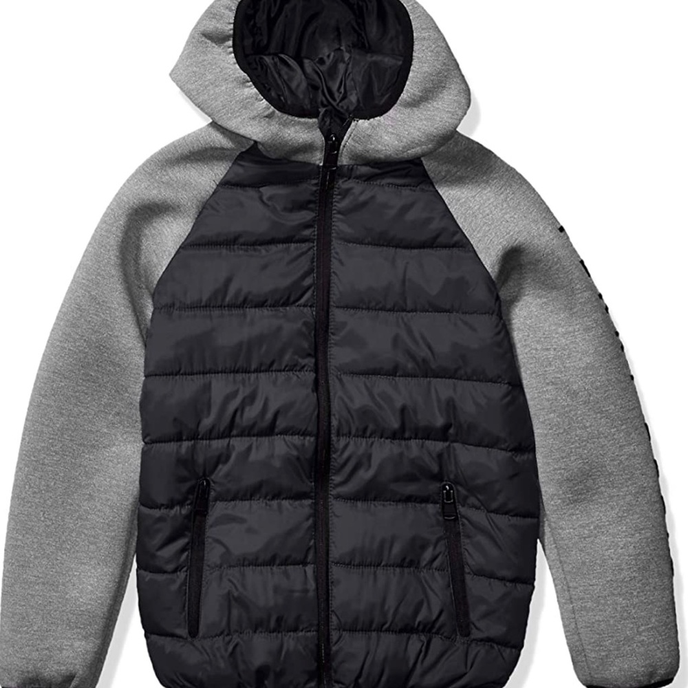 Perry Ellis Boys' Little Blend Quilted Nylon/Neoprene Jacket Black/Gray Size 2